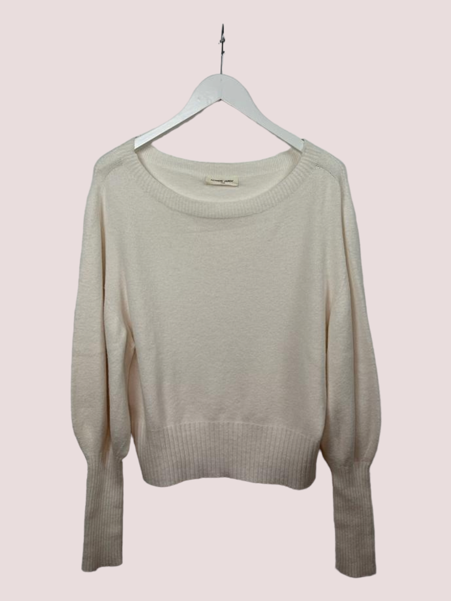 Alexandre Laurent Viscose Sweater Puff Sleeve Ecru