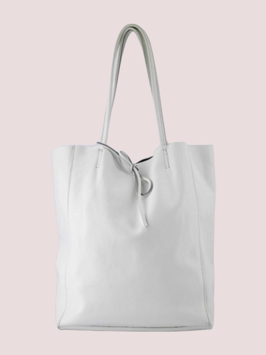 Mia Classic Grain Shoulder Bag White