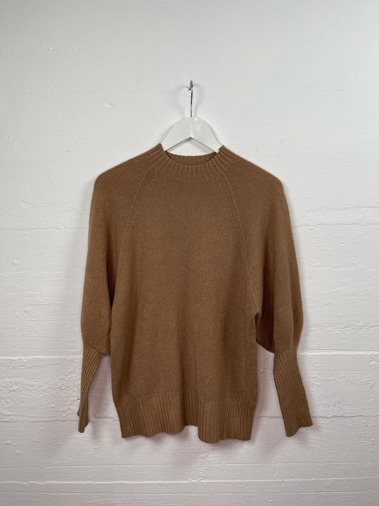 Alexandre Laurent Viscose Sweater Puff Sleeve Dark Camel