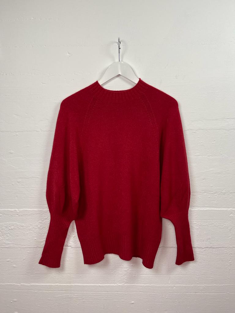 Alexandre Laurent Viscose Puff Sleeve Sweater Red